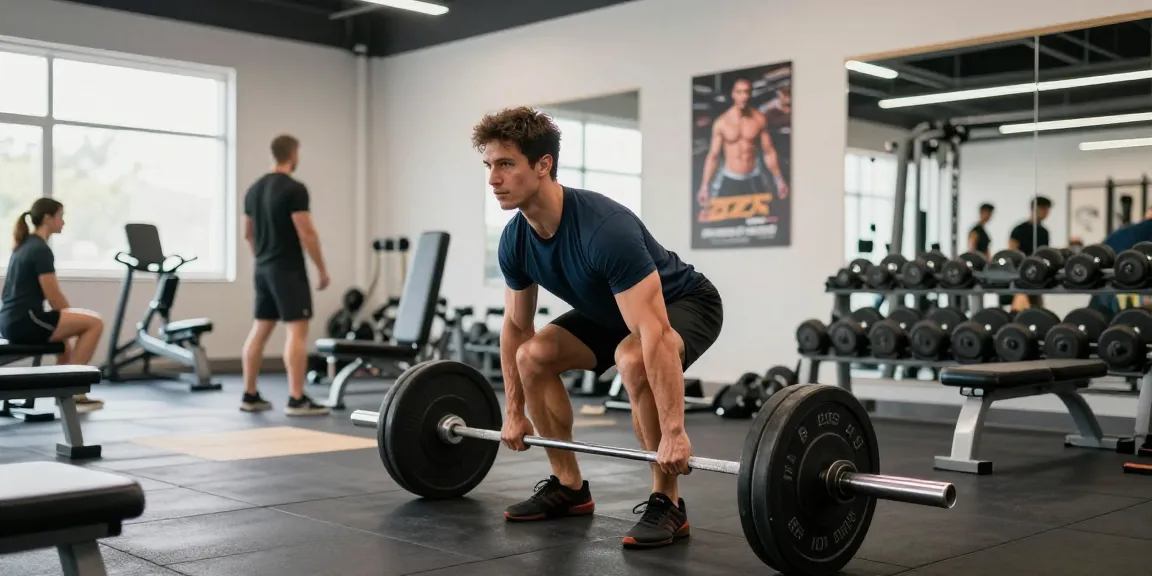 Prime Pharma Steroiden Winkel: Atleet in moderne sportschool met gewichten voor krachttraining.