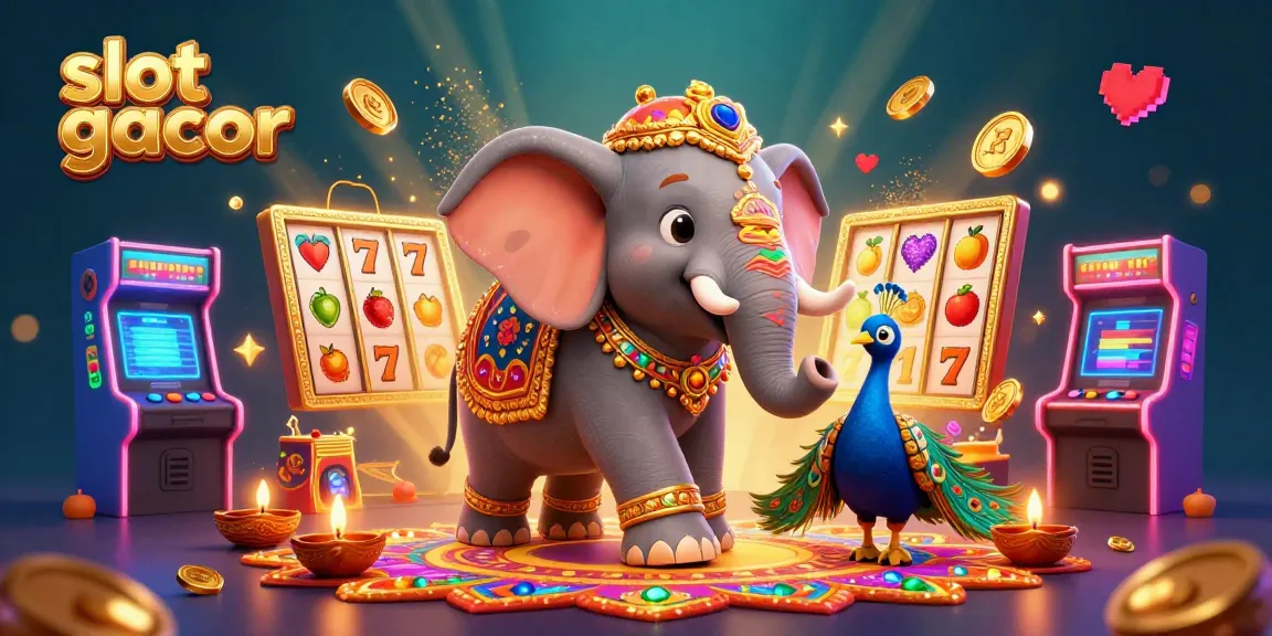 Putaran aktif slot gacor dengan elefant bercorak Diwali dan burung merak, hiasi suasana kasino