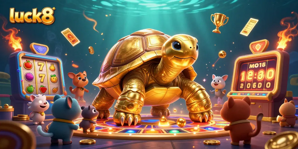Experience the excitement of luck8 with a dynamic slot scene featuring playful characters and golden rewards.