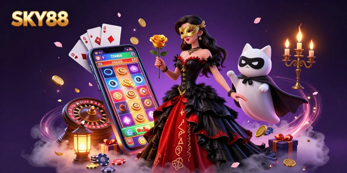 SKY88 features an exciting 3D casino scene with vibrant gaming elements and stunning characters.