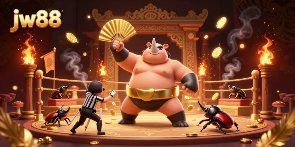 Experience the excitement of jw88 with 3D cartoon characters in a dynamic casino scene filled with vibrant elements.