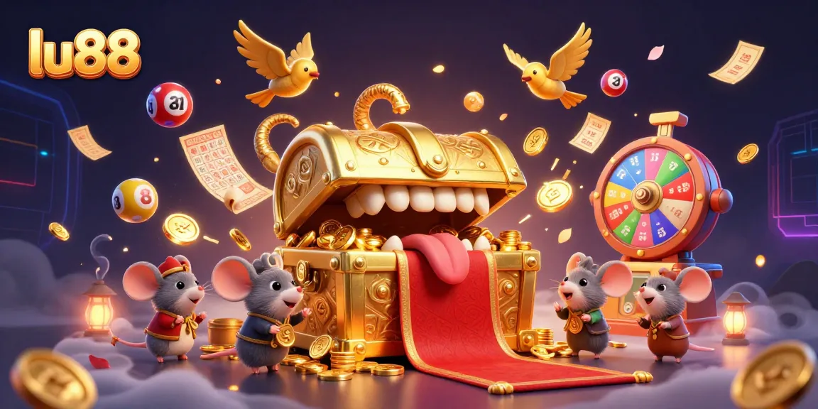 Experience thrilling gameplay at lu88 with vibrant lottery balls, golden chests, and rich casino adventures.