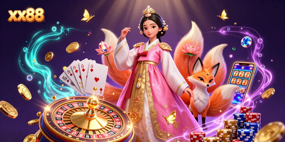 Play thrilling games at xx88 with a vibrant 3D scene featuring a lucky fox and enchanting elements.