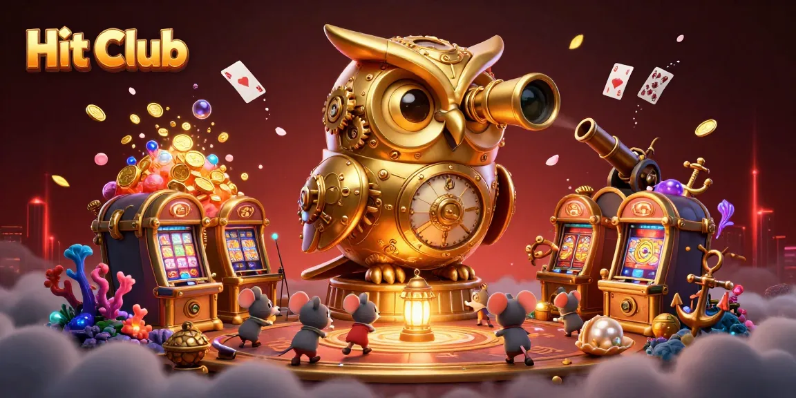 Experience the thrill at Hit Club with a unique casino scene filled with gold coins and colorful games.